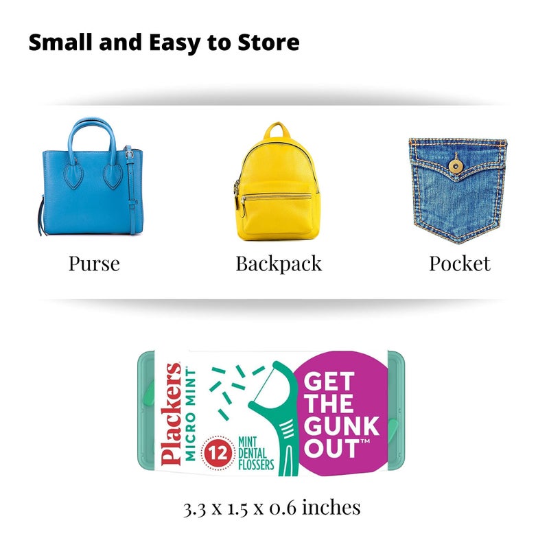 Plackers Micro 12 Count Flosser with Travel Case, Mint, 4-Pack - Image 5